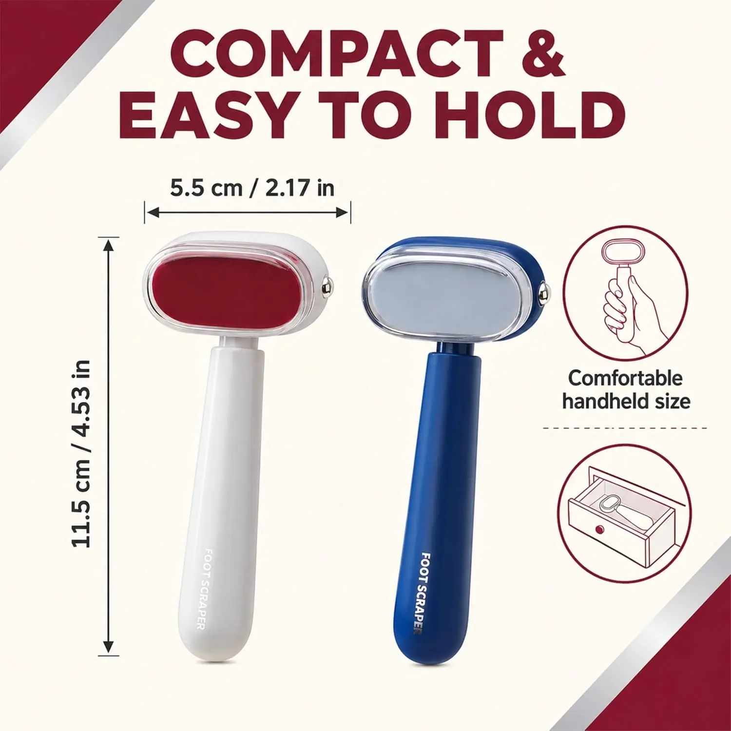 Dual-Sided Foot Callus Remover with Replaceable Stainless Steel Blade, Manual Foot Scraper for Removing Dead, Hard and Dry Skin from Heels and Soles, Portable Pedicure Tool for Thick Hard Cracked Skin