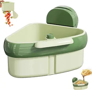 Suction Cup Sink Corner Rack – Triangular Drain Basket Food Waste Strainer & Kitchen Sink Organizer (Green)