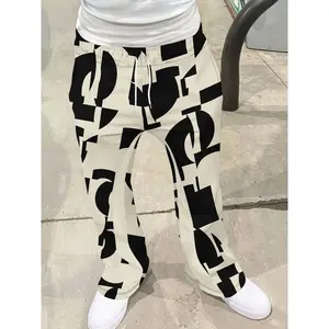 Men's Loose Fit Flare Leg Pants, Casual Streetwear Joggers, Vintage Hip Hop Long Trousers, 3D Print Design, Sporty Fashion