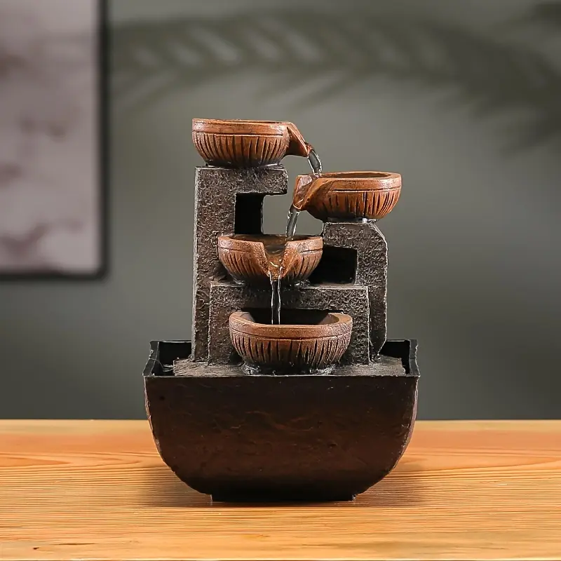 1pc Desktop Fountain Flowing Water Decoration Indoor Waterfall Fountain Feng Shui Fountain Can Be Used for Relaxing Fountain Decoration Office And Home Decoration USB Powered