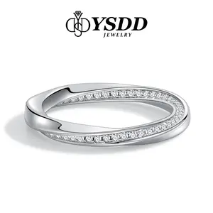 【#354】 Infinity Twisted Synthetic Moissanite Wedding Band Couple Ring Band in Sterling Silver 925
