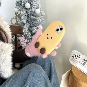 Cute 3D Potato Phone Case for iPhone 17 Pro Max 15 16 Pro 13 Pro Silicone Soft Cover Cartoon Creative Back Case with Adorable Design