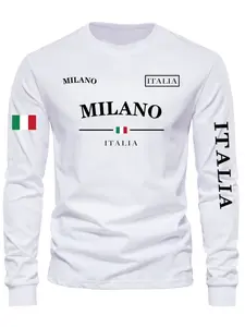 TikTok Viral Milano Italia Graphic Long Sleeve T-Shirt Soft Cotton Cozy Home Loungewear Streetwear Casual Trendy Italian Aesthetic Daily Wear Comfortable Must-Have on TikTok