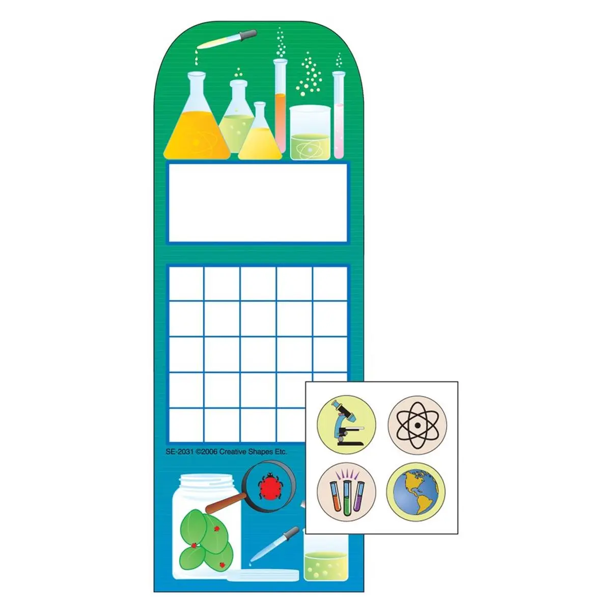 Creative Shapes Etc SE-4074 3 x 9 in. Incentive Sticker Set, Science Lab - 6 Sheets per Pack & 288 Count