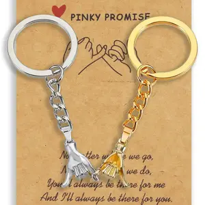 2pcs Pinky Promise Gift Matching Couple Gifts Valentines Day Gifts for Him Her Boyfriend Girlfriend Best Friend Matching Keychains for Couples Wife Husband Birthday Gifts