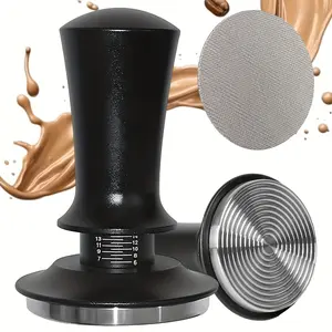 1pc 51/53/58mm Espresso Tamper with Stainless Steel Puck Screen, Espressos Coffee Dual Calibrated Spring Loaded Tamper with Ripple Base, Depth-adjustable Espresso Hand Tampers for Espresso Machine, Espresso Tools