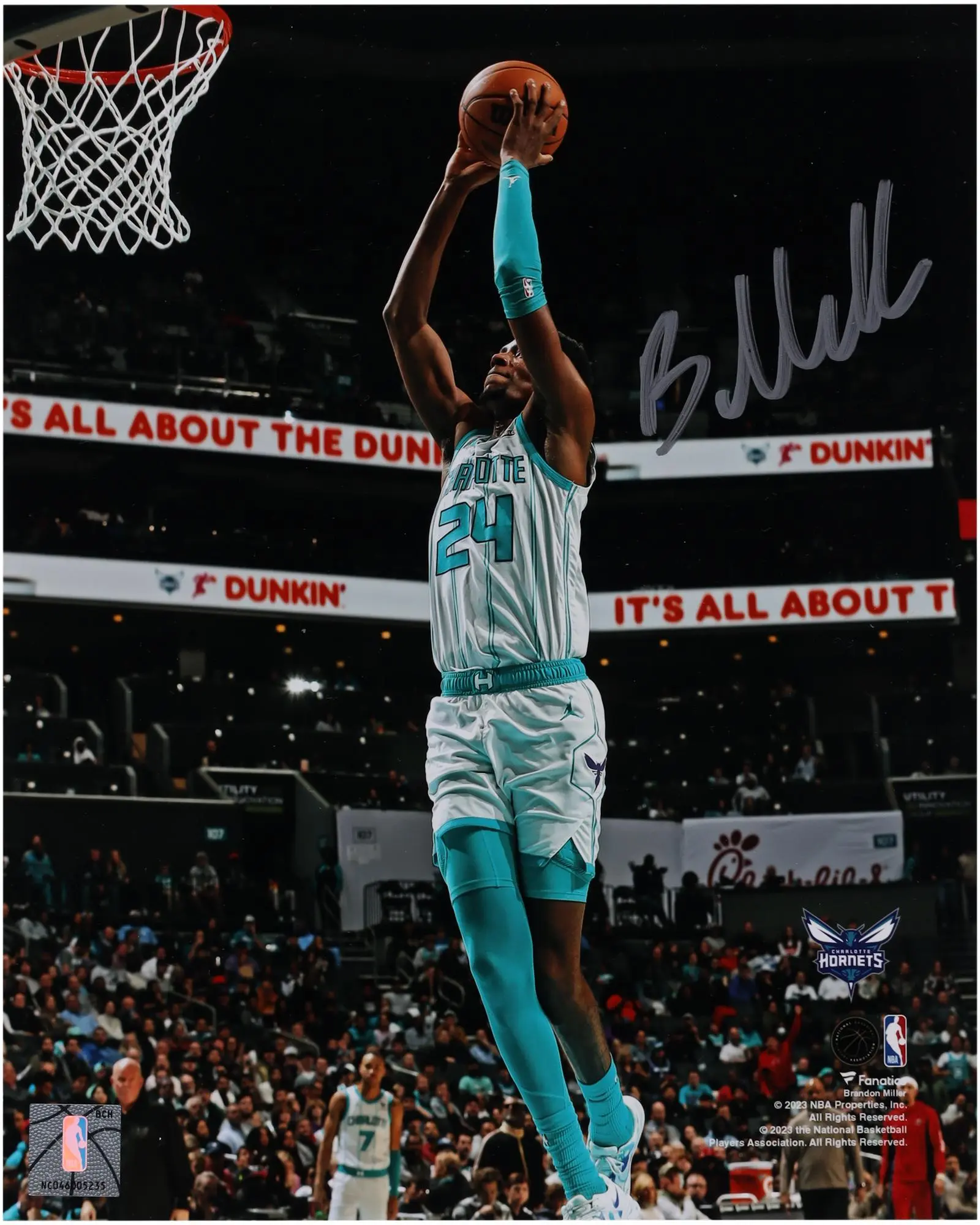Brandon Miller Charlotte Hornets Autographed 8" x 10" Dunk In White Photograph - Fanatics Authentic Certified