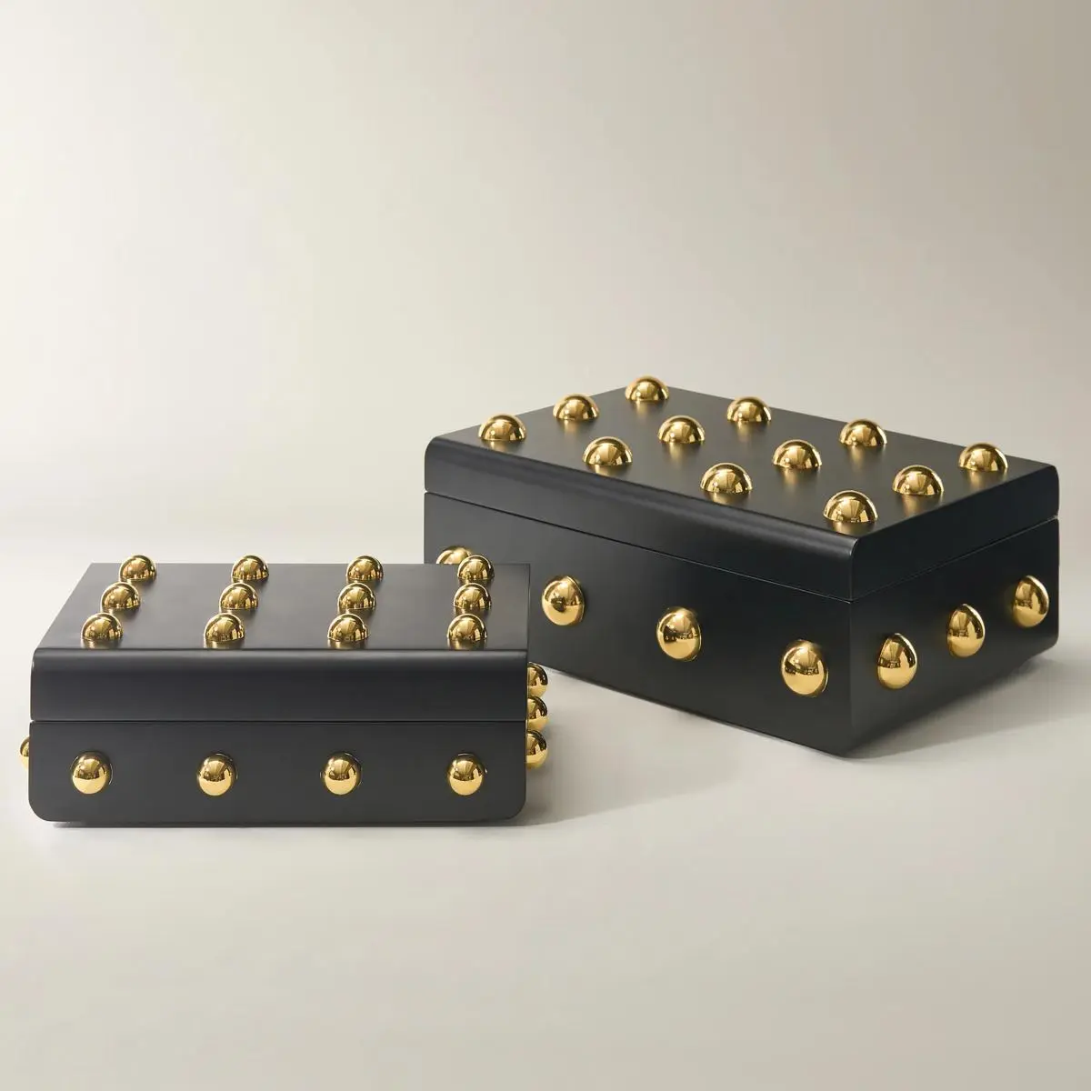 Z Gallerie Paxton Luxury Velvet Jewelry Box - Black/Gold Glossy Dome, Multi-Functional Stackable Velvet Storage Box for Cosmetics & Home Organization, Jewelry Boxes, Velvet Storage Boxes