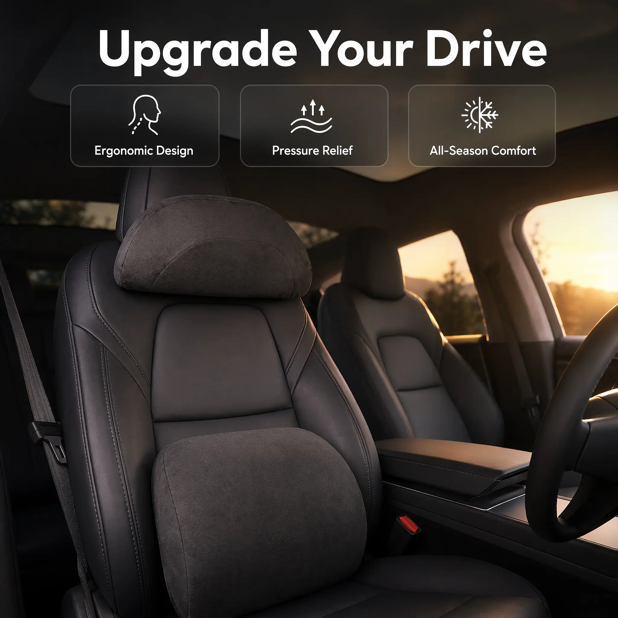 Upgrade Your Tesla Interior  Premium Alcantara Neck Pillow & Lumbar Support for Model 3/Y/S/X,Cybertruck