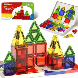 26/56pcs Christmas Mini Magnetic Building Blocks, Magnetic Building Tiles, Creative Building Blocks for Kids, Travel-Friendly Toy with Iron Box, Kids Magnetic Construction Set, Ideal Gift for Boys and Girls