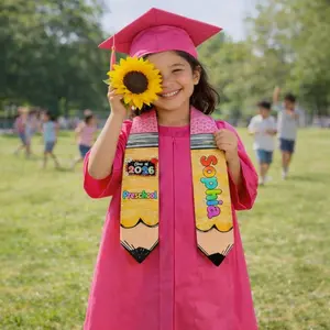 Custom Preschool Graduation Stole, Class of 2026 Pencil Sash, Personalized Kid Grad Stole