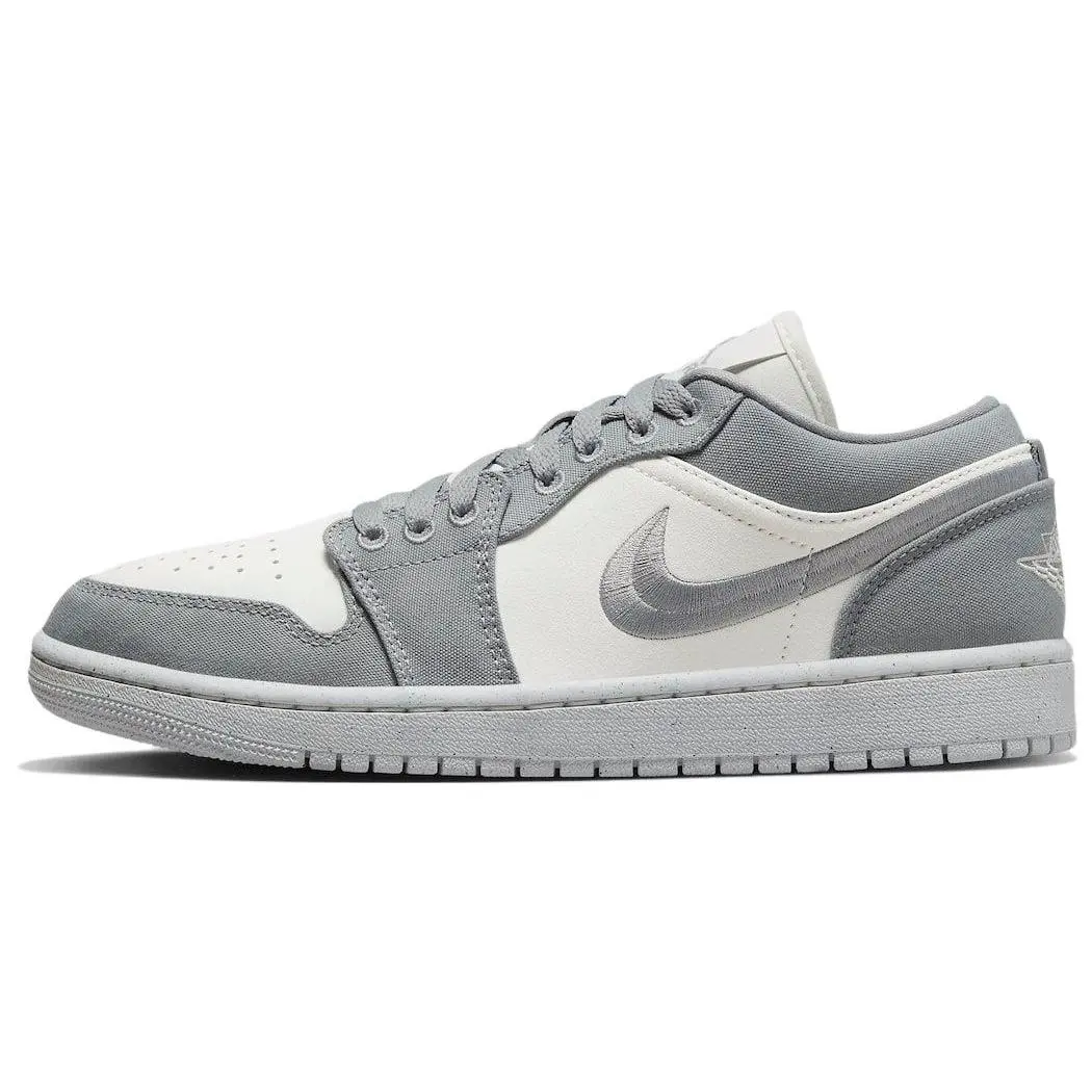 Women's Grey Leather Air Jordan 1 Low SE 'Light Steel Grey' Shoe - Classic Low-Top Style, US W 10.5 Sports Footwear Sneaker