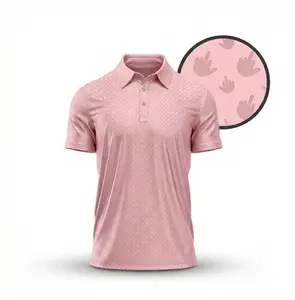 Birdie Finger Men's Polo Shirt - Quick-Dry Fabric pink, Lightweight, 3-Button Placket, Regular Fit, Golf Fashion, All-Over Print, S to 5XL