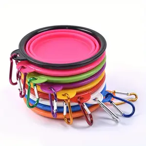 Dog Folding Bowl Portable Dog Travel Bowl Dog Food Water Bowl for Outdoor Walking Silicone Dog Food Water Bowl with Bowl Lip