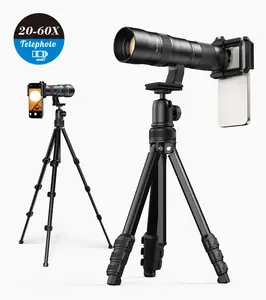 Apexel 20–60X HD Astronomical Portable Telescope for Mobile Phone Telephoto/Telescope Zoom Lens for iPhone, Samsung, Android | Large-aperture | Tripod Included | As a Monocular | Shoot Portraits, Birds, Moon, Wildlife | telescope