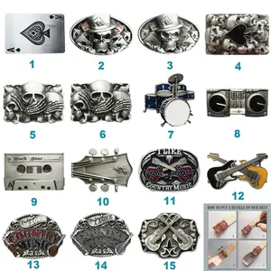 Tattoo Skull Country Music Guitar Belt Buckle Mix Styles Choice