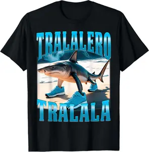 100% Cotton Tralalero Tralala Funny Italian Brainrot Shark Meme Bootleg T-Shirt