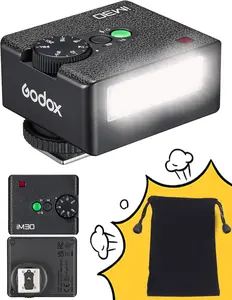 Godox Flash Godox iM30 Mini Flash - Camera Flash GN 15, 7 Power Levels, IM 30 Mini Manual Flash for Canon/Sony zv1/Sony zve10 /Ricoh gr3/Fuji f1-230 Full-Power Flashes/6500K±200K/3.6S Recycle