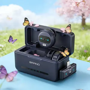 Wireless Microphone Kit – Clip-on Lavalier Mic with 360° Magnetic Clip, Transmitter & Receiver (Apple / Type-C), Charging Case, Type-C Cable, LED Indicators for Vlogging, Streaming, Recording