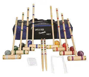 CROQUET SET & CADDY 6 Player 24" Maple & Brass Amish Handmade USA