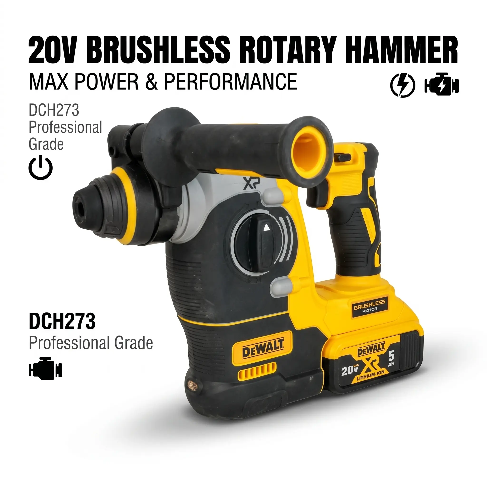 DEWALT DCH273 Hammer Drill 1/2″ 20V | Brushless 2.1J Variable Speed Concrete Drilling wood frame home diy project maximum torque long lifespan garage in1 grout removal tool outdoor survival gear job site