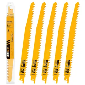 9 Inch Wood Pruning Reciprocating Saw Blades, Fleam Ground Teeth Sawzall Blades for Wood Cutting,Tree Trimming,Compatible with Milwaukee and Dewalt Reciprocating Saws(5Pcs/5TPI)