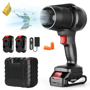21V Cordless Brushless Blade Blower | Includes 2 Batteries, A Pair Of Earplugs, And 3 Detachable Nozzles | Used For Lawn, Snow, And Car Cleaning