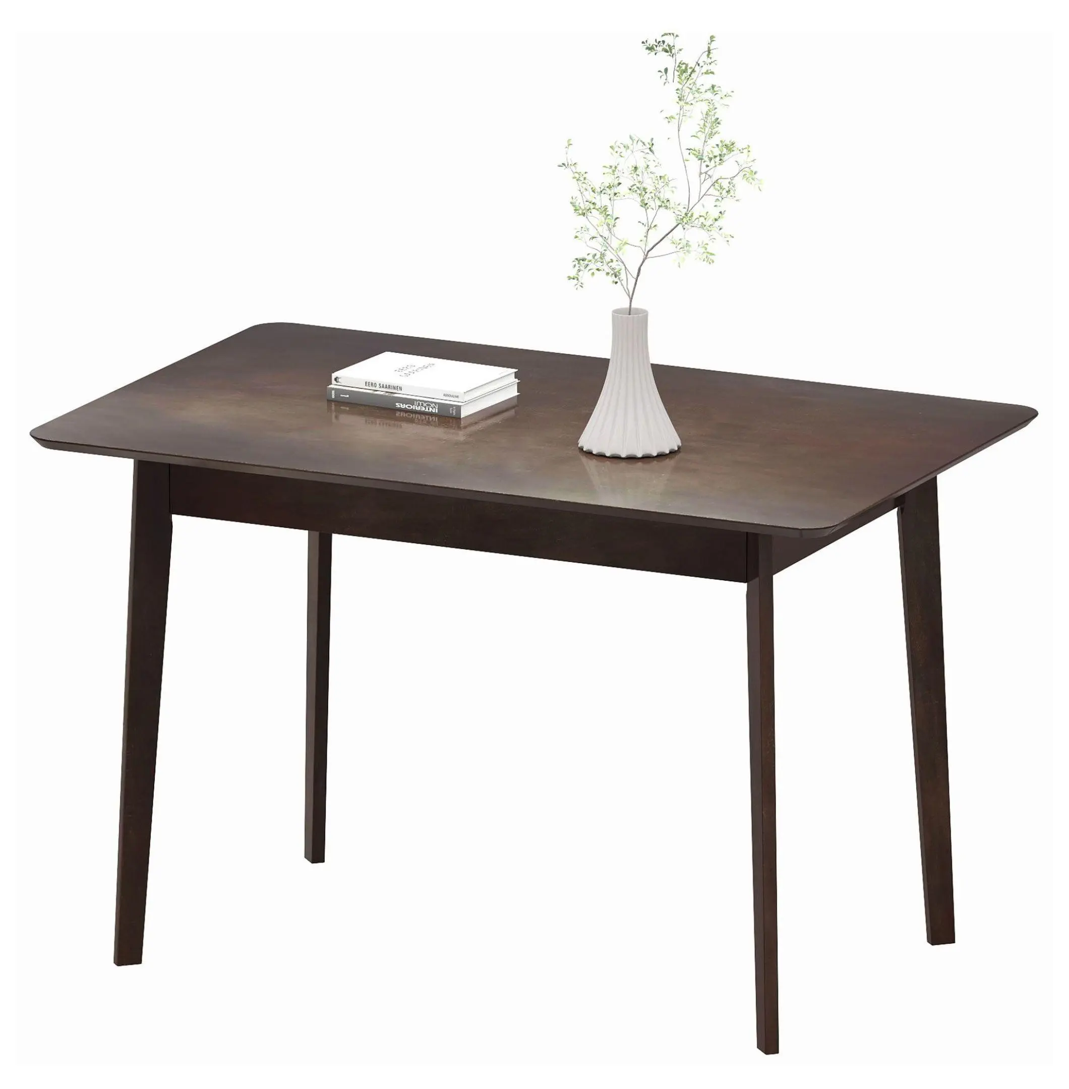 Rectangle Dining Table for 4, Mid-Century Modern Kitchen Table - 47.2" Mahogany Wood Dining Table for Small Spaces, Durable Rubber Wood Frame Default Title