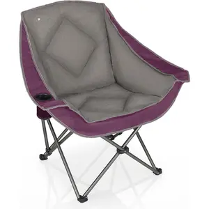 Folding Camping Chair, Portable Camping Chair with Cup Holder,Heavy Duty Padded Lawn Chair for Camping, Tailgates, Beach, and