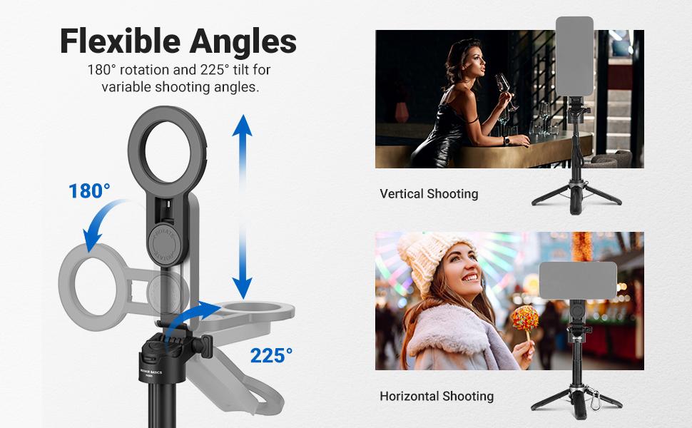 NEEWER BASICS PA985 Magnetic Selfie Stick Tripod with Bluetooth Remote, Portable Phone Tripod Stand, MagSafe Compatible, Extendable Mini Tripod for iPhone, Travel, Vlogging & Live Streaming