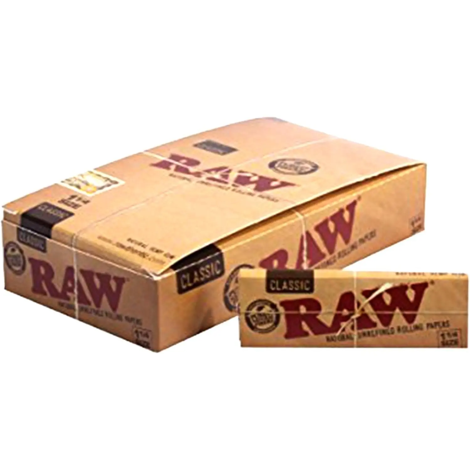 Raw Unrefined Classic 1.25 1 1/4 Size Cigarette Rolling Papers Full Box of 24 Pack