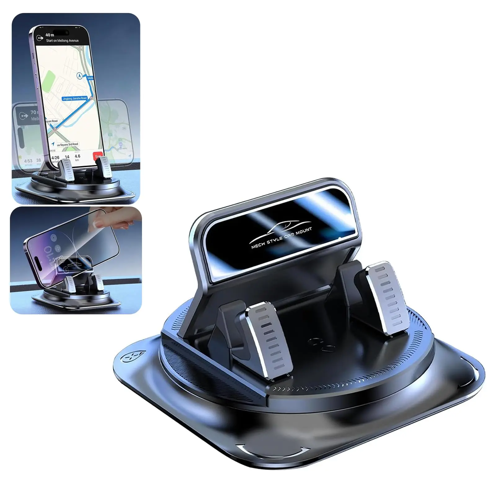 Car Dashboard Phone Mount, 360 Degree Rotation Dash Phone Holder, Non Slip Dashboard Navigation Bracket, Self-Adhesive Car Mobile Holder, Universal Dashboards Accessories Fit for Most Cars