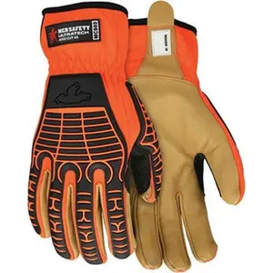 MCR Safety Cut Resistant Paired Gloves, Size L, ANSI Cut Level A5, Abrasion Level 4, Uncoated Goatskin, Dyneema Diamond Lining, Slip-On Cuff, Orange/Gold, MC503L