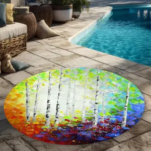 Begin Home Decor C1COAR55JET4YU 5 x 5 ft. Colorful Forest - Green Contemporary Round Outdoor Area Rug