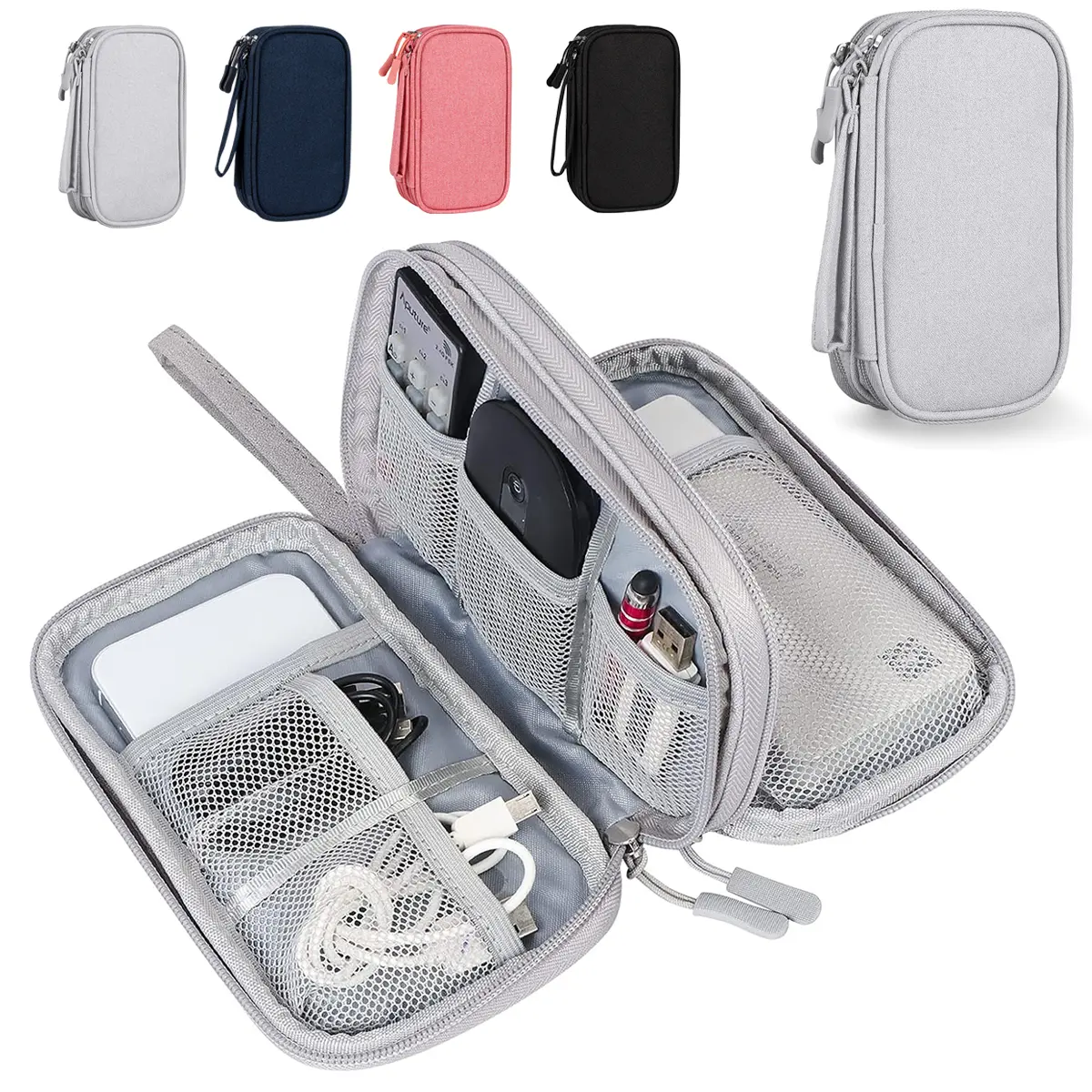 All-in-1 Travel Organizer Bag - Double-Layer Waterproof Pouch, Toiletries Bag, Airplane Accessories for Storing Cables, Makeup, Jewelry, Stationery, Wireless Bluetooth Earbuds, Ideal Mother’s Day Gift, Toiletries Travel Bag, Airplane Travel Accessories su