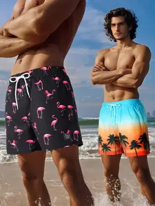 Men's Striped Print Swim Shorts, Regular Fit Casual Comfy Breathable Swim Shorts for Summer, Men's Swimwear for Beach Vacation, Swimming Shorts
