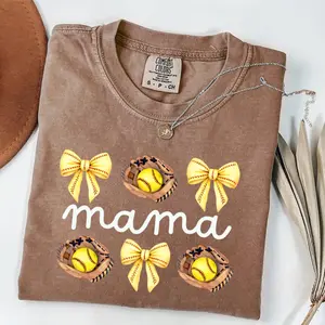 Comfort Colors Softball Mama T-Shirt, Coquette Game Day Tee, Softball Season TShirt, Sport Mom Gift, Softball Fan Tee, Cute Game Day TShirt