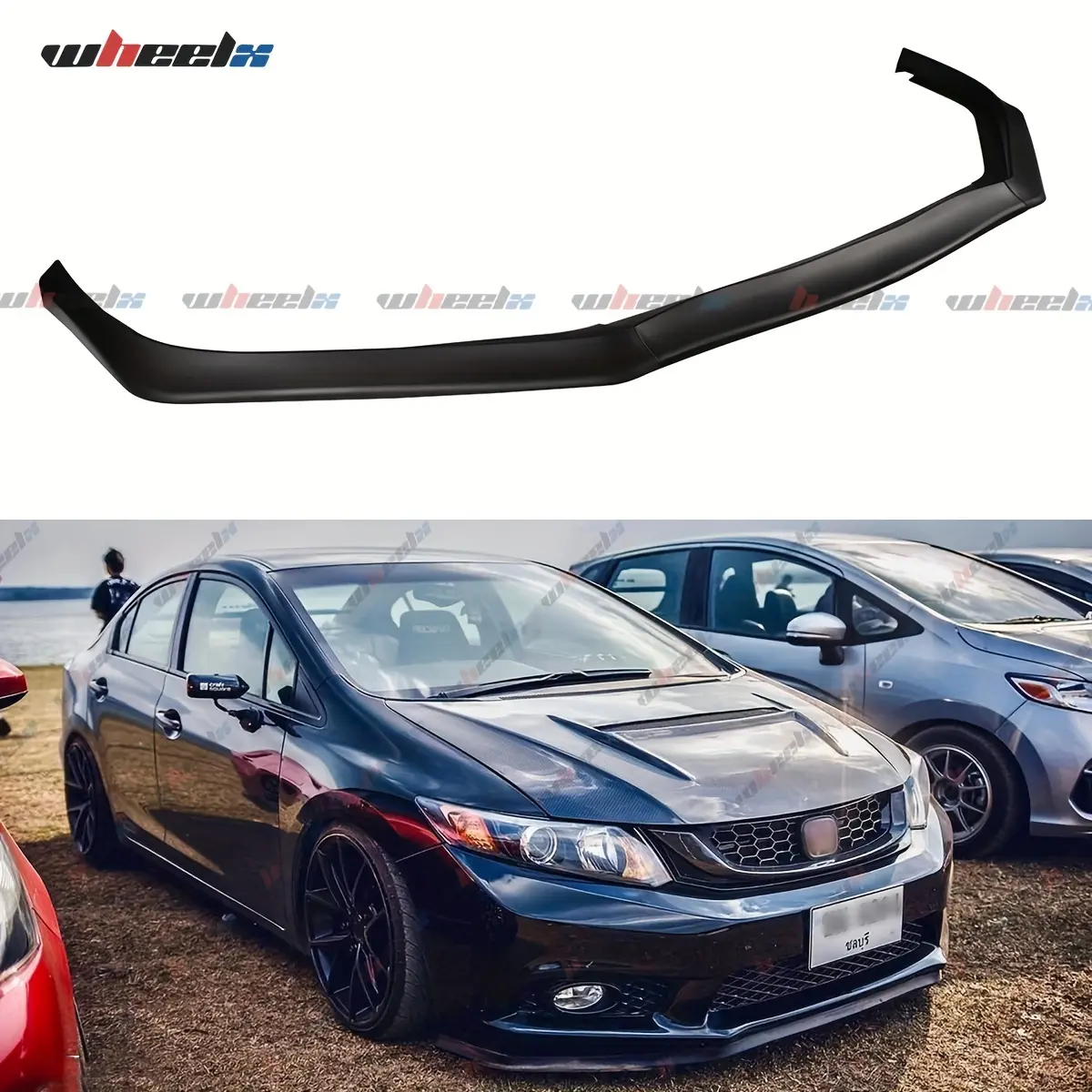 2013-2015 – Honda Civic 4-Door Sedan – 3-Piece GT Style Front Bumper Lip Spoiler Body Protection Kit