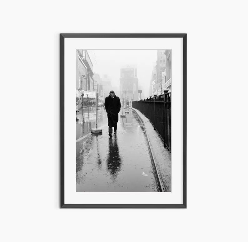 James Dean, Photography Prints, James Dean Poster, Times Square, James Dean Print, Black and White Wall Art, Museum Grade