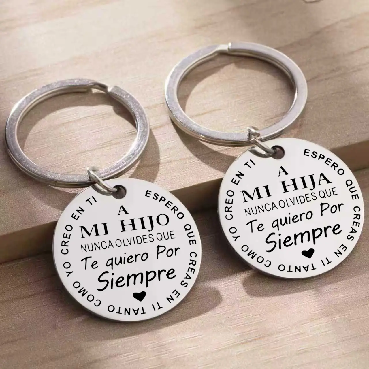 Round Stainless Steel Custom Engraved Initial Keychains (2-Piece Set) - Circular Shape Inspirational Accessory, Custom Gifts for Graduation/Birthday, Engraved Initials
