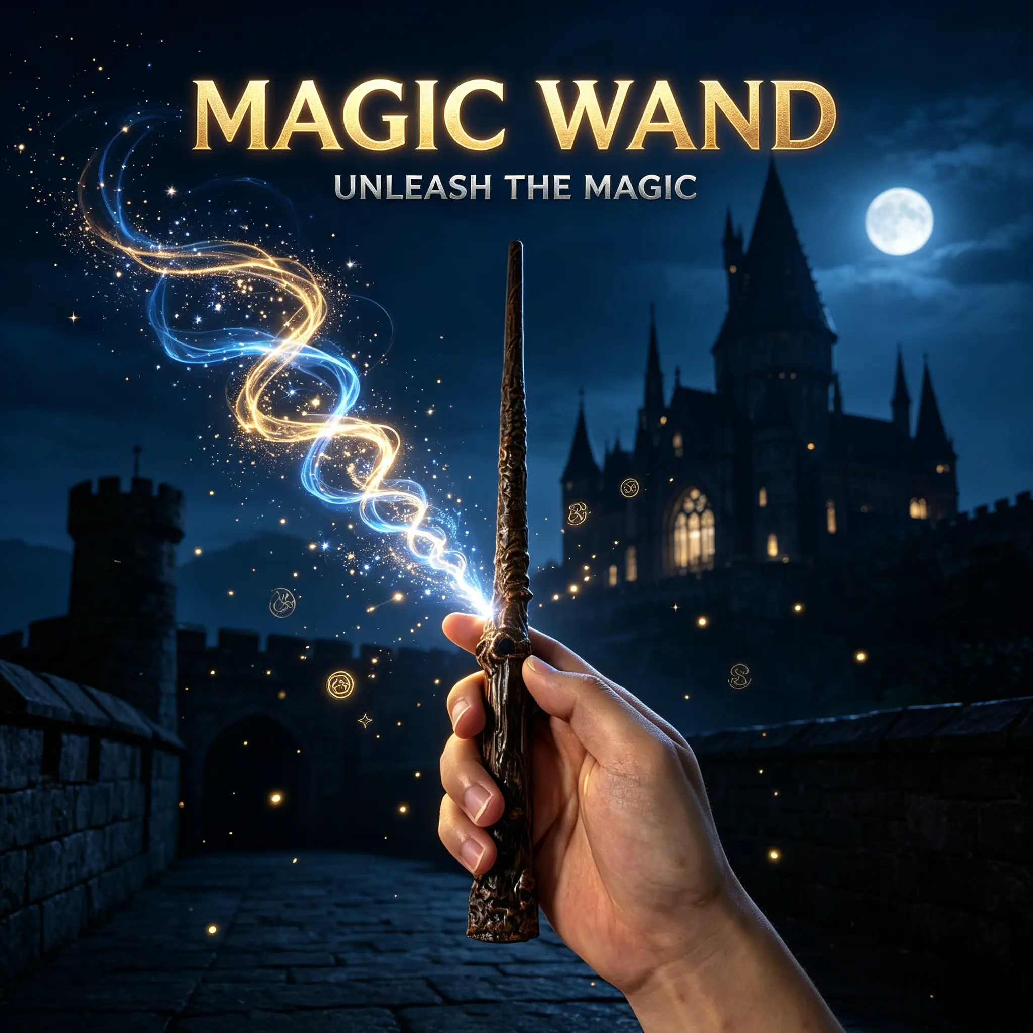 Magic Wand Toy - Interactive Wizard Wand with Accessories, USB-C Rechargeable Harry Potter Style Gift Set, Hogwarts Ticket & Spell Cards Included, Cosplay Prop for Halloween & Birthday Gifting
