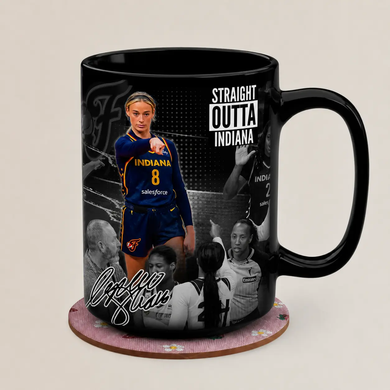 Indiana Basketball Fan Mug, Blue & Gold Sports Coffee Mug, Vintage Basketball Graphic Ceramic Cup, Gift for Hoops Lovers, 11oz 15oz