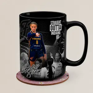 Indiana Basketball Fan Mug, Blue & Gold Sports Coffee Mug, Vintage Basketball Graphic Ceramic Cup, Gift for Hoops Lovers, 11oz 15oz