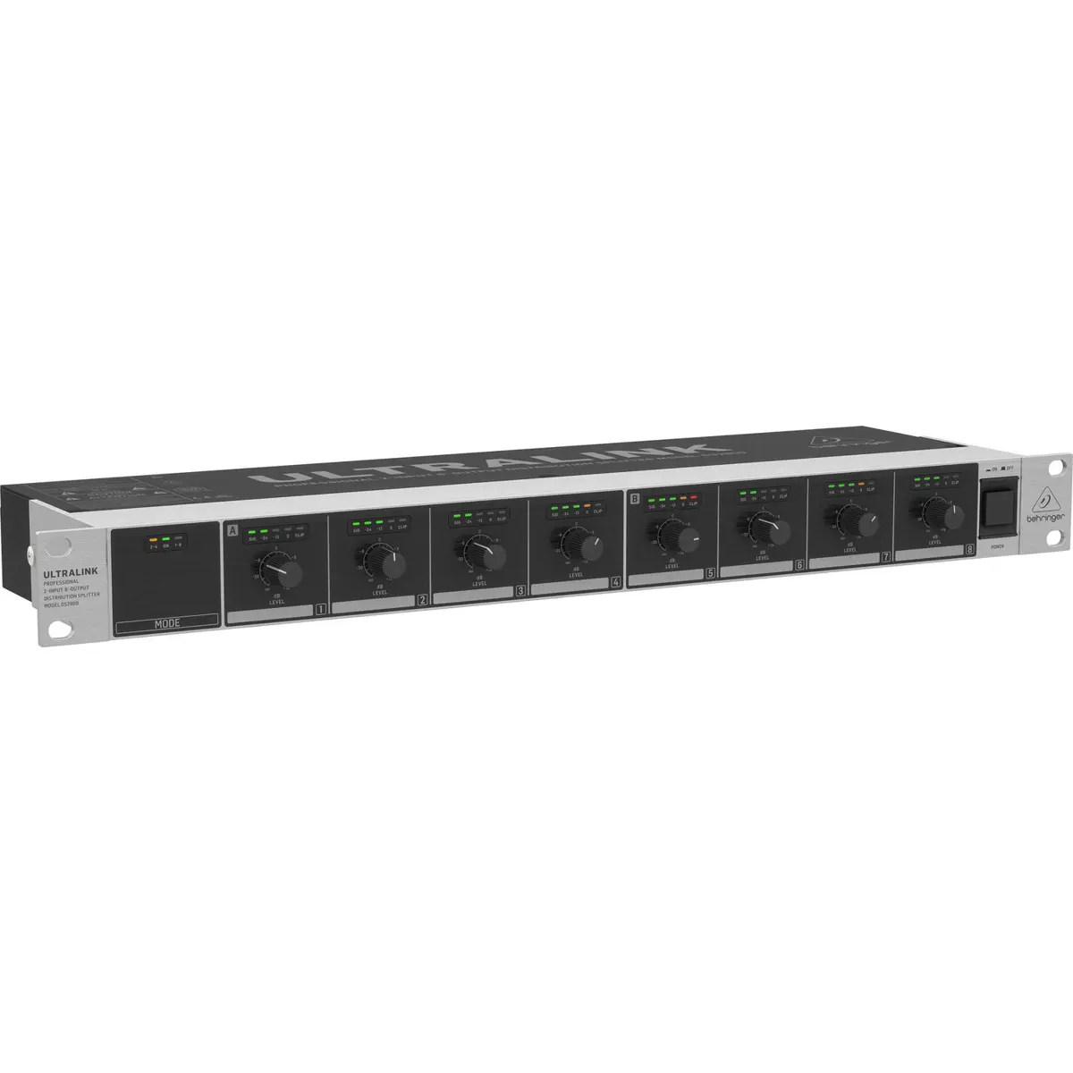 Behringer DS2800 Professional Audio Distribution Splitter Device - 2-Input/8-Output, for Commercial Recording, Low-Noise Audio Applications