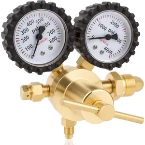 Nitrogen Regulator, 0-800PSI Nitrogen Regulator HVAC with CGA580 Inlet, 1/4" Male Flare Outlet Connection, Nitrogen  Regulator for HVAC Purging, Leak Checking,  Testing, Welding