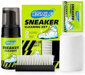 Shoe Cleaning Kit with White Foam Dry Detergent - Daily Stain Removal for Sneakers and Footwear - Home Care Household Cleaner