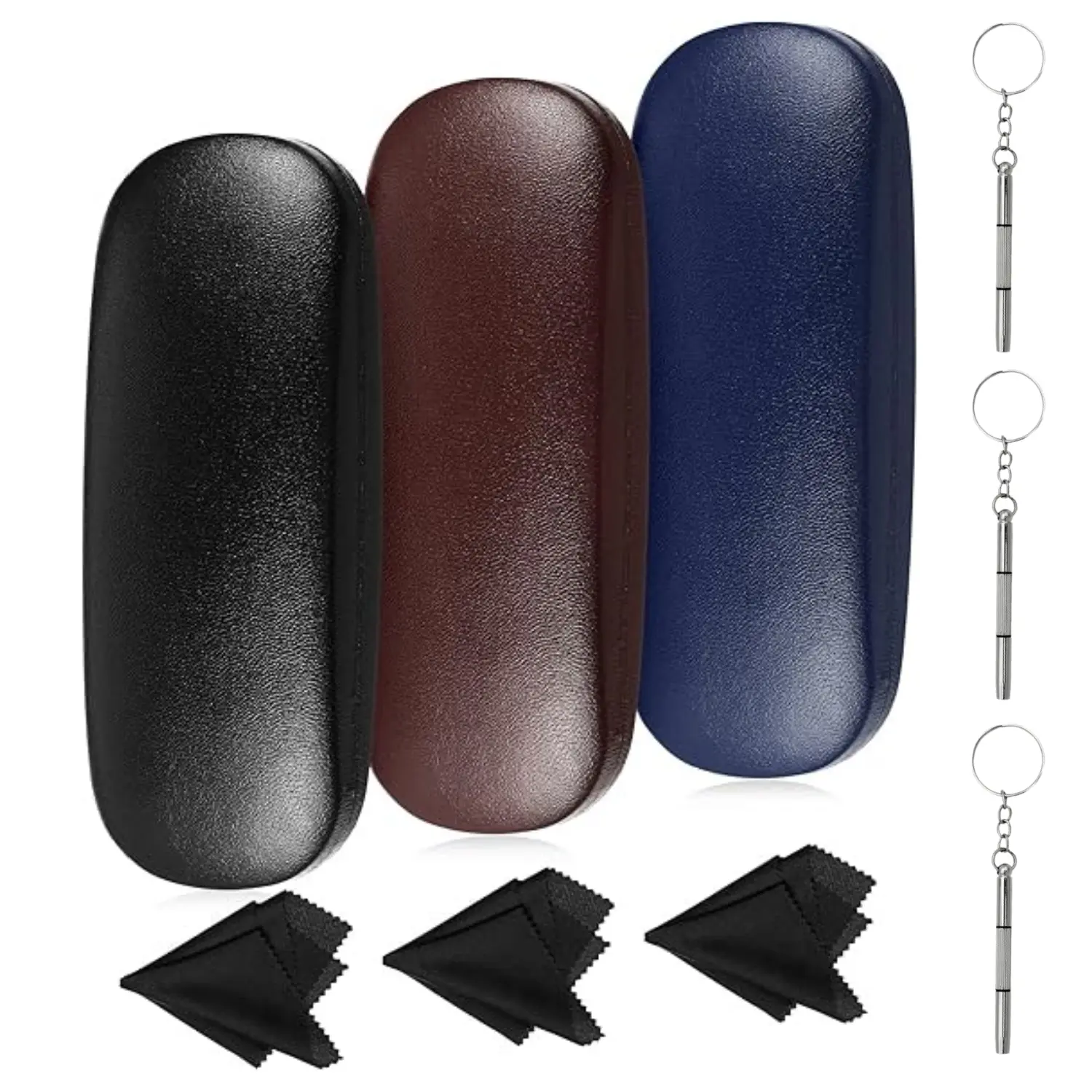 3 Pieces Hard Shell Glasses Case Eyeglass Case Protective Sunglass Holder with Cleaning Cloth for Men Women Unisex