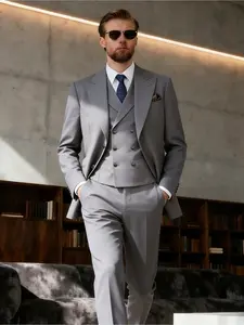 Men's Premium 3-Piece Suit Set for Wedding, Business & Formal Events - Sharp Peak Lapel Blazer Jacket, Vest & Pants