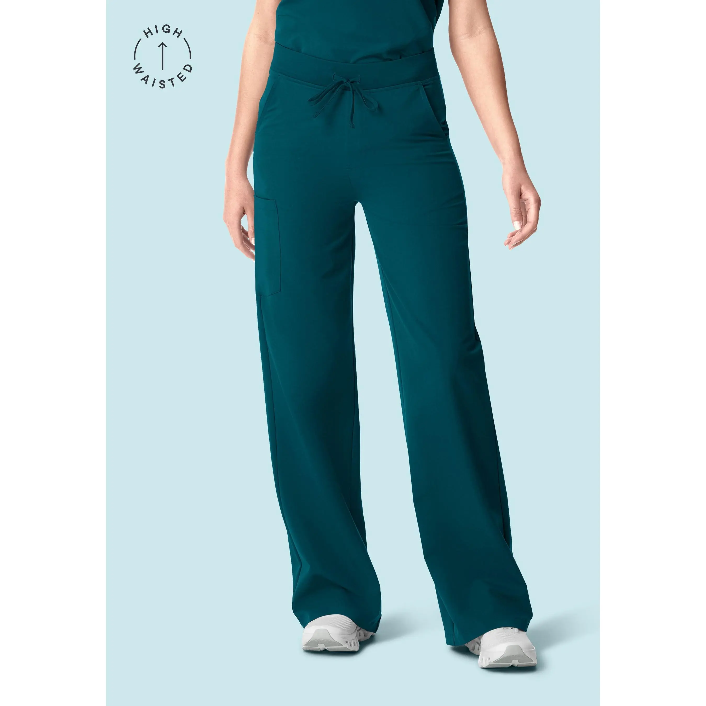High Waisted Wide Leg Caribbean Blue