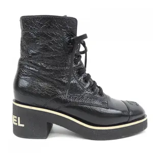 Pre-owned CHANEL Lambskin Small Leather Goods Shiny Boots